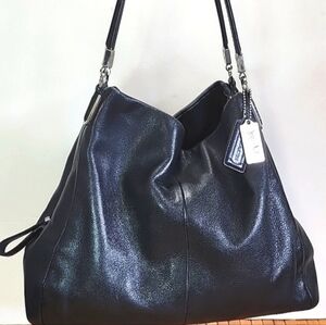 Coach Madison Phoebe  Black Pebbled Leather 3 Compartment Shoulder Bag 26224